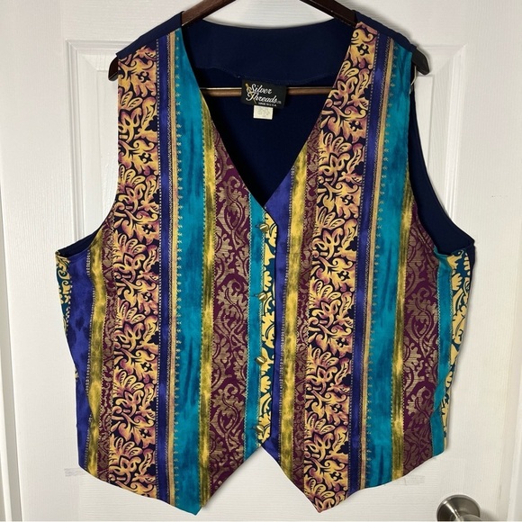 silver threads Jackets & Blazers - Vintage Silver Threads Women’s Colorful Striped Vest size 1X